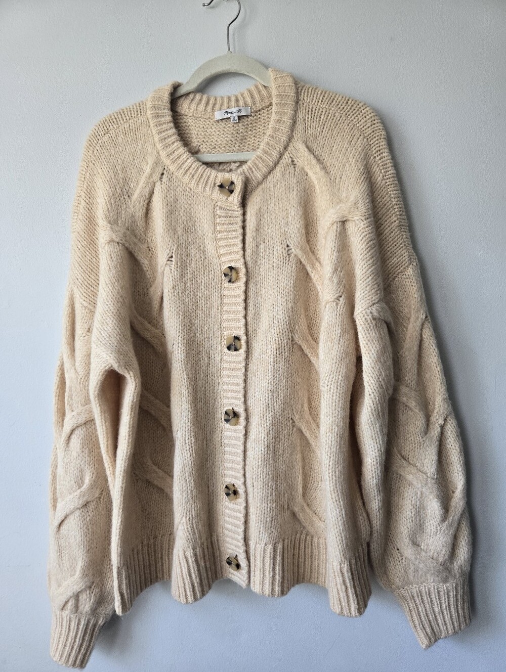 Madewell Cable Ashmont Cream Cardigan 1X